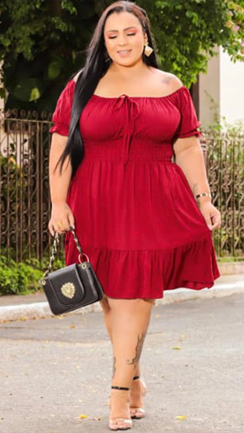 Vestido Ciganinha em Crepe Plus Size