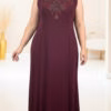 Vestido Plus Size Festa em Crepe Bordado sem mangas