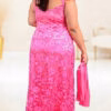 Vestido Plus Size Festa Longo em Renda Guippir com Tule