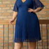 Vestido de Festa Plus Size Saia Plissada Midi