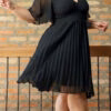 Vestido de Festa Plus Size Saia Plissada Midi