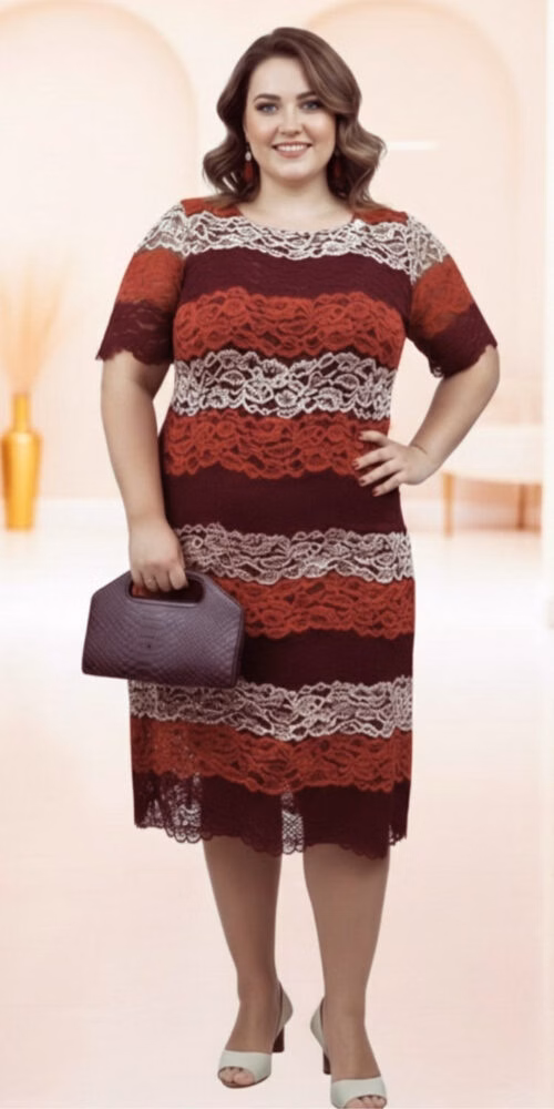 Vestido curto Plus SIze em Renda Composê 3 cores