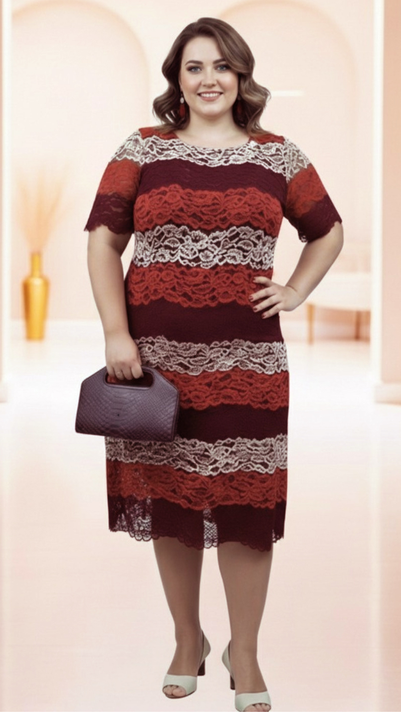 Vestido curto Plus SIze em Renda Composê 3 cores