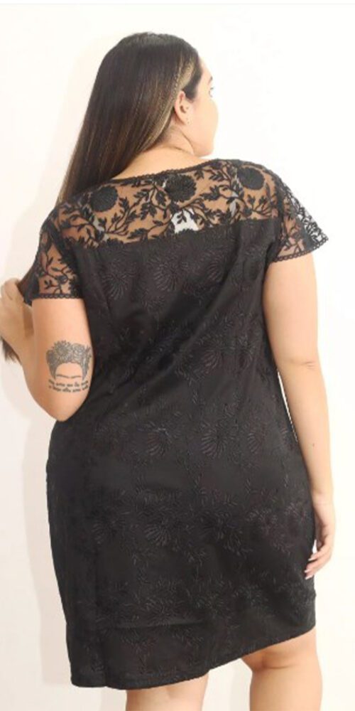 Vestido Plus Size curto para Casamentos - Preto, 50