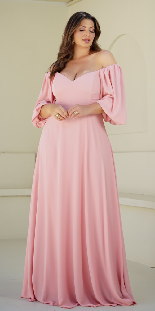 Vestido de Festa Manga Bufante Plus Size