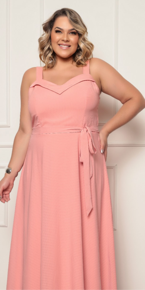 Vestido Longo para Madrinhas Plus Size Texturizado