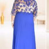 Vestido Plus Size com Blusa de Tule Bordado para Casamentos