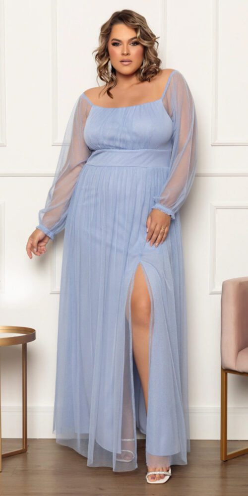 Vestido de Festa Cigana em Tule Plus Size