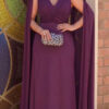 Vestido de Festa Mangas Echarpe Plus Size