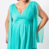 Vestido Festa Tule Gliitter Capa Plus Size