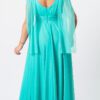 Vestido Festa Tule Gliitter Capa Plus Size