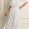Vestido de Festa Plus Size Ombro a Ombro Plissado Longo