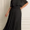 Vestido de Festa Plus Size Ombro a Ombro Plissado Longo