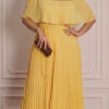 Vestido de Festa Plus Size Ombro a Ombro Plissado Longo