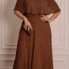 Vestido de Festa Plus Size Ombro a Ombro Plissado Longo