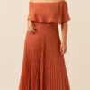 Vestido de Festa Plus Size Ombro a Ombro Plissado Longo