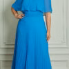 Vestido de Festa Plus Size Ombro a Ombro Plissado Longo
