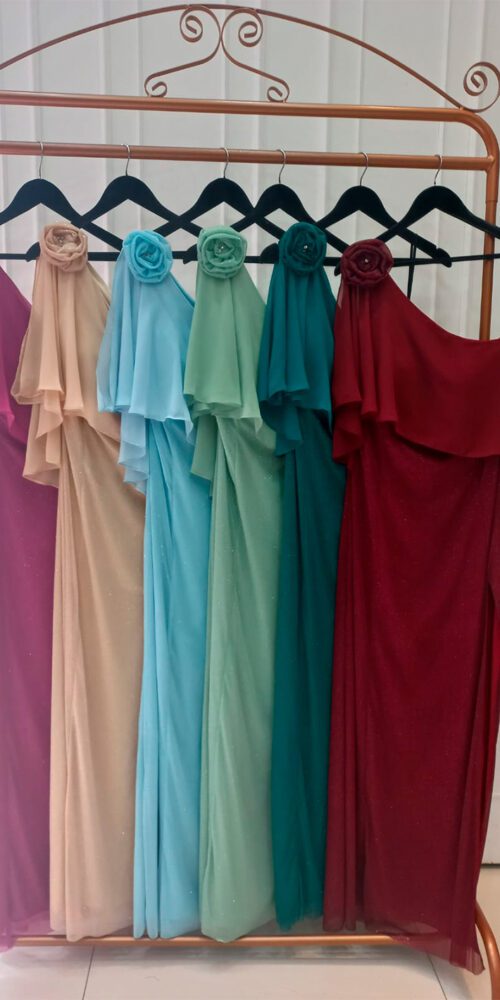 Vestido Festa Plus Size ombro Só com Capa Longo