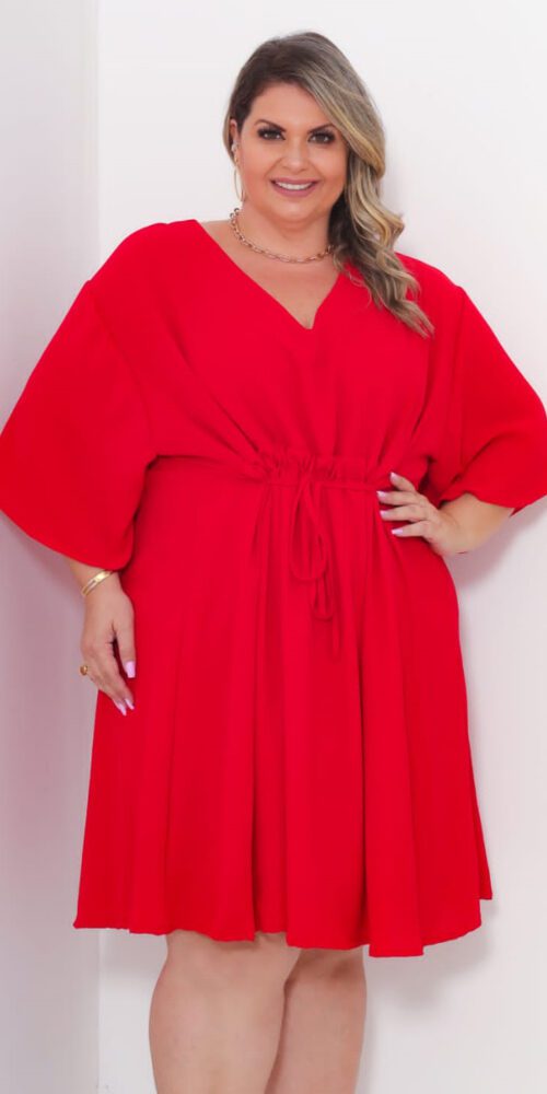 Vestido Plus Size Crepe Regulável Curto