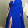 Vestido Plus Size Ombro Só com Manga Removível de Festa