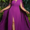 Vestido Plus Size Ombro Só com Manga Removível de Festa