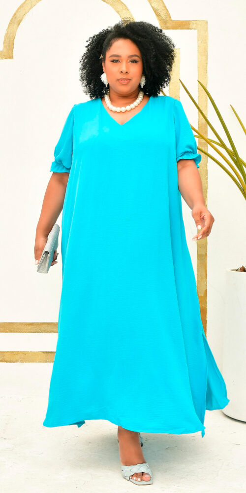 Vestido Mangas Bufantes Plus Size