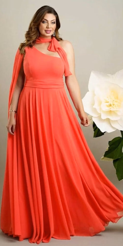 Vestido Festa Ombro Só 2 Formas Plus Size