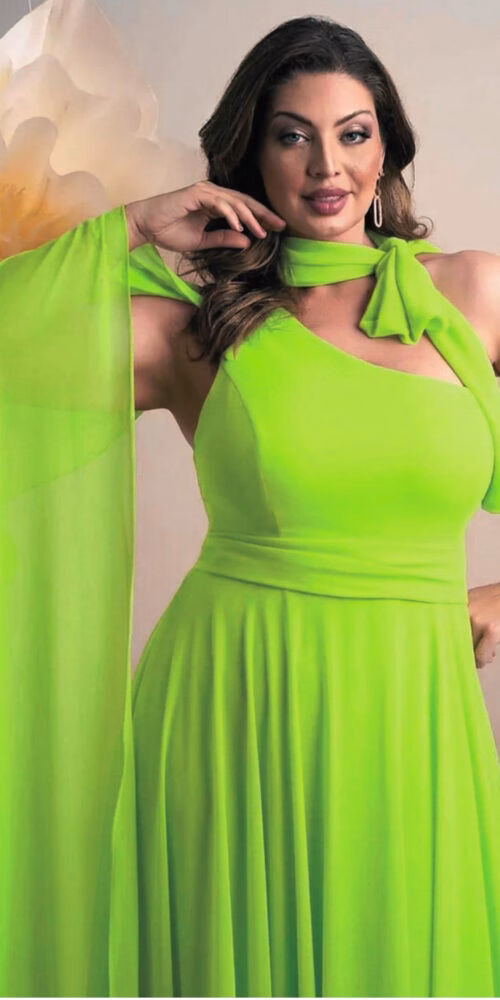 Vestido Festa Ombro Só 2 Formas Plus Size