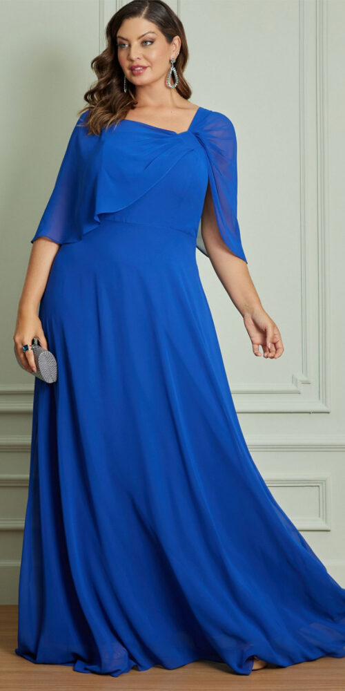 Vestido Festa Plus Size Capa Curta Longo