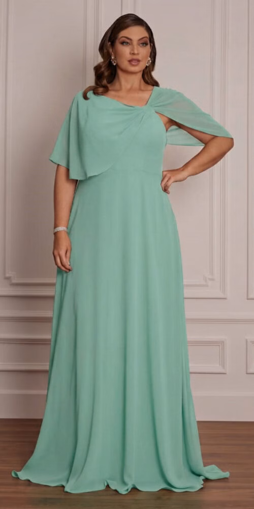 Vestido Festa Plus Size Capa Curta Longo
