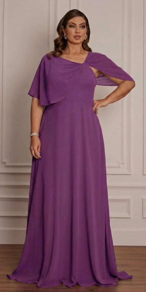 Vestido Festa Plus Size Capa Curta Longo