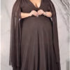 Vestido Plus Size Mangas Capa de Festa