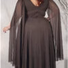 Vestido Plus Size Mangas Capa de Festa