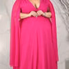 Vestido Plus Size Mangas Capa de Festa
