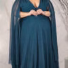 Vestido Plus Size Mangas Capa de Festa