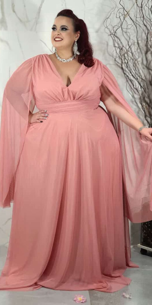 Vestido Plus Size Mangas Capa de Festa