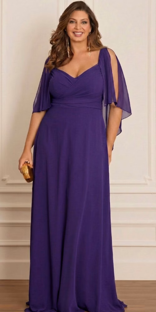 Vestido Festa Madrinhas Decote Princesa Plus Size