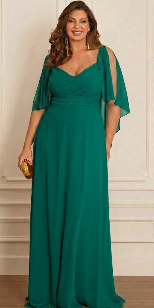 Vestido Festa Madrinhas Decote Princesa Plus Size