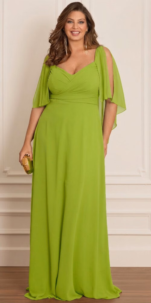 Vestido Festa Madrinhas Decote Princesa Plus Size