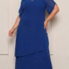 Vestido Festa Midi em Camadas Bordado Plus Size