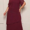 Vestido Festa Midi em Camadas Bordado Plus Size