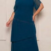 Vestido Festa Midi em Camadas Bordado Plus Size