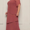 Vestido Festa Midi em Camadas Bordado Plus Size