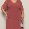 Vestido Festa Midi em Camadas Bordado Plus Size