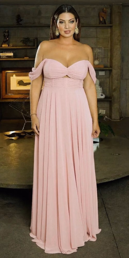 Vestido Festa Madrinhas Detalhe Vazado Plus Size