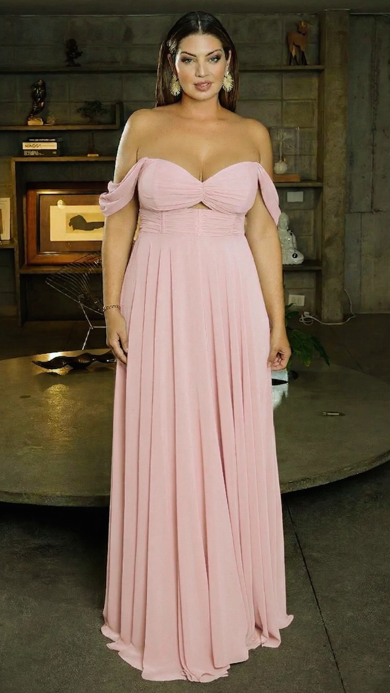 Vestido Festa Madrinhas Detalhe Vazado Plus Size