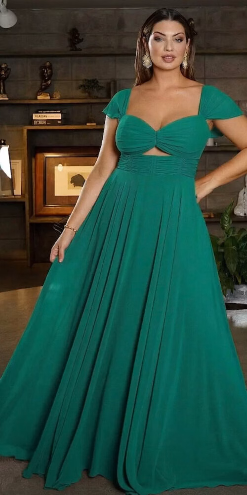 Vestido Festa Madrinhas Detalhe Vazado Plus Size