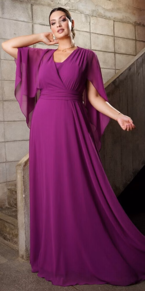 Vestido Crepe Plus Size Blusê de Festa