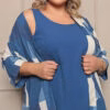 Conjunto com Kimono Estampado Plus Size