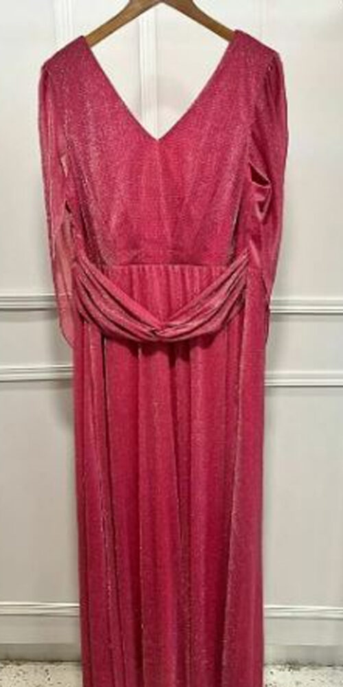 Vestido de Festa Manga Infinita Lurex Plus Size